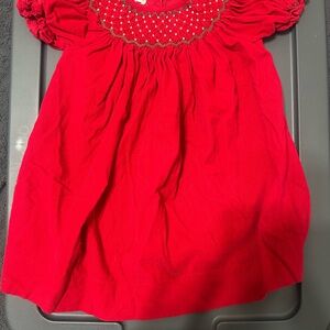 Red Smocked baby dress